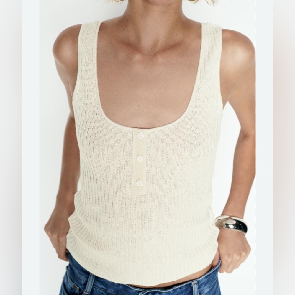 NWT Zara Cream Ribbed Tank Top
